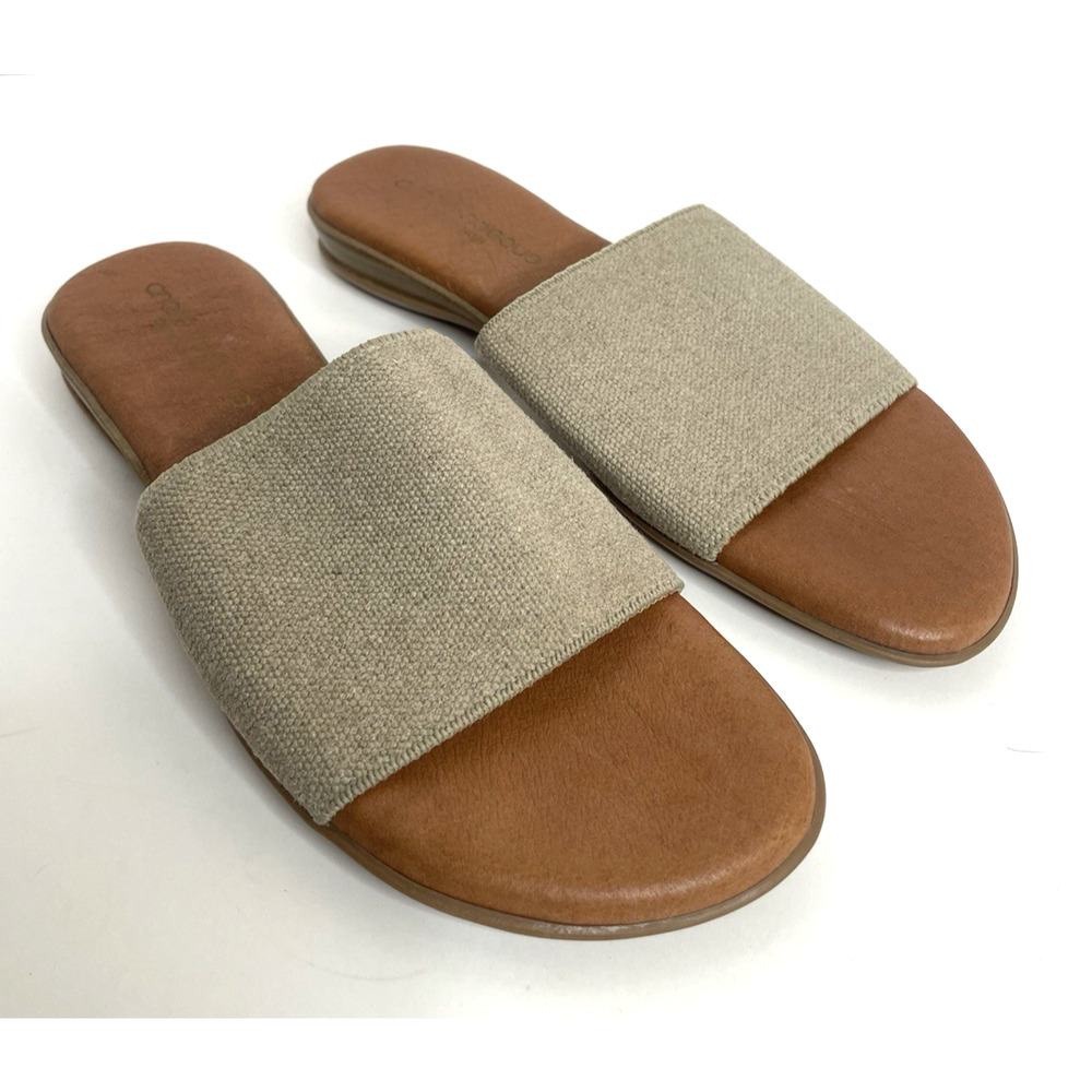 Andre Assous Natural Elastic Band Slide Sandal Size 7 US 37 EU Made In Spain